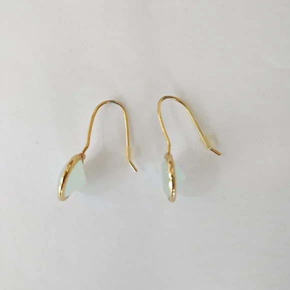 Banana Republic Factory Store Gold Tone Earrings With Aquamarine Colored Crystal - Picture 4 of 4
